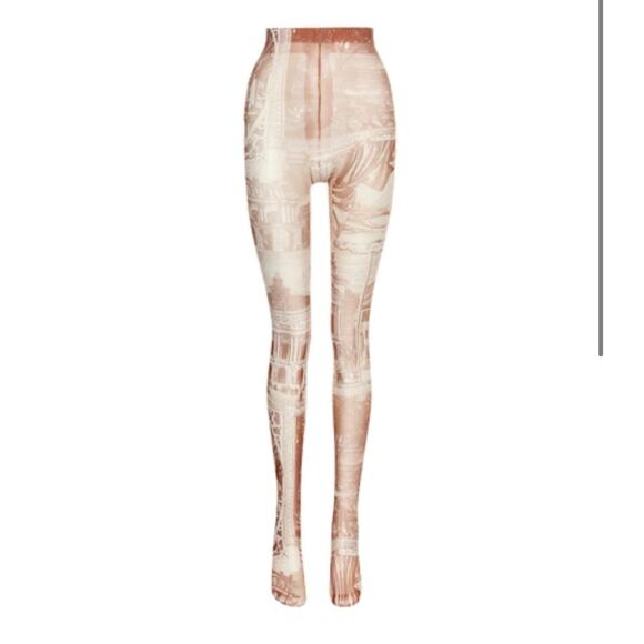 Acne Studios Printed Tights Brown Women's Size XS NWT - Picture 8 of 10